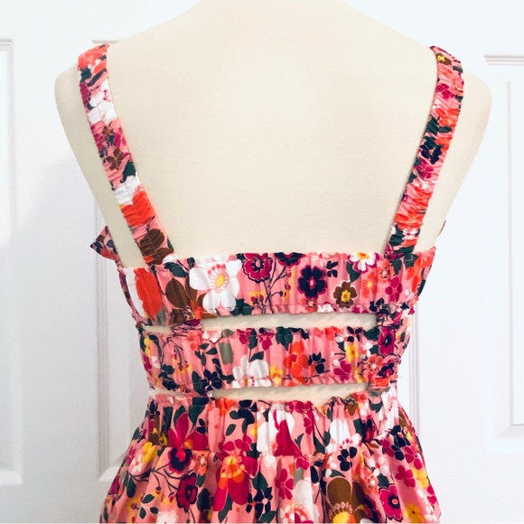 Altar'd State Pink Floral Higgins Dress Smocked Wide Straps Womens Sz S  NEW - Picture 6 of 15